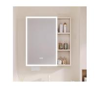 Meuble de salle de bain mural avec miroir et cadre en aluminium - Porte simple de rangement - Finition kaki - 60 cm - Meuble élégant et fonctionnel