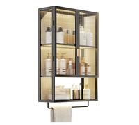 Meuble de salle de bain mural élégant sans perçage sur les toilettes, étagère moderne pour buanderie et cuisine avec barre porte-serviettes Noir 30 x 14,5 x 70 cm