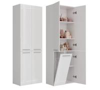 Meuble de salle de bain - Nel DD 1K - Blanc brillant - 5 étagères - Poignées minimalistes