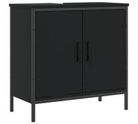 Meuble de salle de bain, noir, 60 x 30 x 60 cm, en bois composite et acier revêtu par pulvérisation, haute stabilité et design moderne, peu encombrant et durable, pour les petites salles de bain