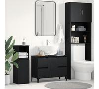 vidaXL Meuble de salle de bain Noir Chêne - Bois d'ingénierie 80×33×60 cm - Design contemporain