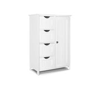 vounot® Meuble de Salle de Bain Armoire de Rangement avec Tiroir et Etagère Réglable Placard avec Porte Organisateur Meuble de Rangement pour Salon Cuisine Chambre 30x55x82cm Blanc
