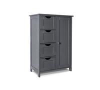 Vounot Armoire de rangement pour salle de bain 30x55x82 cm avec tiroir et étagère réglable Gris