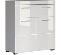 Meuble de salle de bain Rangement bas - 2 portes & 1 tiroir - Blanc - L 73 x P 31 x H 79 cm - AMANDA