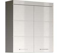 trendteam smart living Meuble Haut/Placard Mural pour Salle de Bain Amanda, 73 x 77 x 23 cm en Blanc/Blanc Brillant avec Beaucoup d'Espace de Rangement