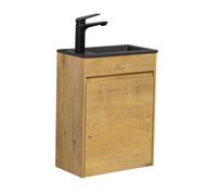 Meuble de salle de bain Sinta 40 x 22 cm Chene lavabo noir - Armoire de rangement Meuble lavabo evier Meubles