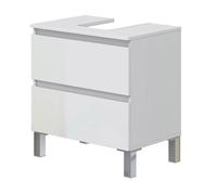 Meuble de salle de bain sous évier 60 cm avec 2 tiroirs coloris blanc - Longueur 60 x Profondeur 40 x Hauteur 63 cm