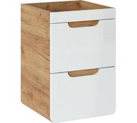 Meuble De Salle De Bain Sous Lavabo 40 Cm Chêne Craft Blanc Brillant