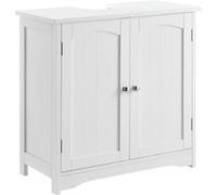 Meuble de Salle de Bain Sous Lavabo avec 2 Portes et 2 Compartiments de Rangement Séparés Meuble Design Sous Vasque 60 x 60 x 30 cm MDF Laqué Blanc [en.casa] Blanc G