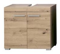Meuble de salle de bain sous vasque avec 2 portes coloris chêne à noeuds - Longueur 60 x hauteur 56 x profondeur 34 cm - PEGANE - chêne G