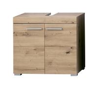 Meuble de salle de bain sous vasque avec 2 portes coloris chêne à noeuds - Longueur 60 x hauteur 56 x profondeur 34 cm