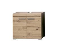 Meuble de salle de bain sous vasque avec 2 portes coloris chêne à noeuds - Longueur 60 x hauteur 56 x profondeur 34 cm - PEGANE - chêne