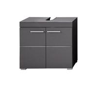 Meuble de salle de bain sous vasque avec 2 portes coloris gris anthracite mat et gris anthracite brillant - Longueur 60 x hauteur 56 x profondeur 34