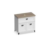 Meuble de salle de bain sous-vasque coloris Blanc/chêne cambrien (lavabo non inclus) - Longueur 82 x Profondeur 47 x Hauteur 82 cm - -