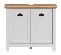 Meuble de salle de bain sous vasque coloris gris pastel et chêne artisanal - Longueur 78 x hauteur 66 x profondeur 39 cm - PEGANE - Bois G