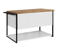 Meuble de salle de bain sous vasque suspendu LOV - blanc avec plan en bois et porte-serviettes - 80 cm