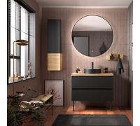 Meuble de salle de bain SPIRIT 900 2 tiroirs BLACK VELVET - SALGAR 96419