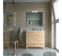 Meuble de salle de bain SPIRIT 900 3 tiroirs métalliques CHÊNE AFRICAIN - SALGAR 102776