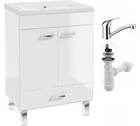 Meuble de salle de bain sur pied blanc avec lavabo 50 x 40 Gloss Swivel Tap tap