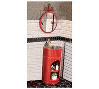 Meuble de salle de bain sur pied style industriel en fer avec lavabo amovible sous l'évier, meuble de rangement pour salle de bain