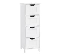 Meuble de salle de bain sur pieds meuble de rangement avec 4 tiroirs 30 x 30 x 82 cm pour salon cuisine et couloir blanc 12_0006505