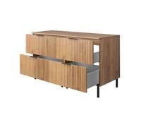 Meuble de Salle de Bain sur Pieds Sous Double Vasque avec Plan FLOW - Chêne Craft - 120 cm