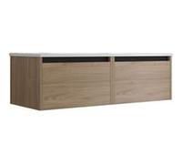 Meuble de salle de bain suspendu 120cm NICE EDGE bois clair - Vasque en céramique