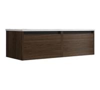 Meuble de salle de bain suspendu 120cm NICE EDGE bois foncé Vasque en céramique Bois fonce G