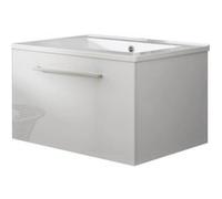 Meuble de salle de bain suspendu 60cm NICE CLASSIC blanc brillant - Vasque en céramique Blanc brillant