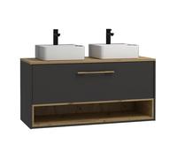 Meuble de salle de bain suspendu anthracite avec double vasque à poser - 120 cm - YANGRA