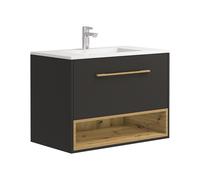 Meuble de salle de bain suspendu anthracite avec vasque à encastrer - 80 cm - YANGRA Gris anthracite