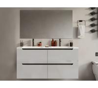 Meuble de salle de bain suspendu avec double vasque à encastrer - Blanc - 120 cm - SELITA