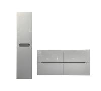 Meuble de salle de bain suspendu avec double vasque à encastrer et colonne - Gris - 120 cm - SELITA
