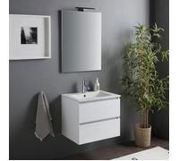 Kiamami Valentina - Armoire de Toilette Murale avec lavabo 60 cm et tiroirs Blanc Poli | Benaco