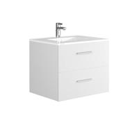Meuble de salle de bain suspendu avec simple vasque - Coloris blanc - 60 cm - KAYLA