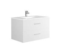 Meuble de salle de bain suspendu avec simple vasque - Coloris blanc - 80 cm - KAYLA
