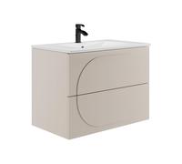 Meuble de salle de bain suspendu avec vasque à encastrer - Beige - 80 cm - VUTOMA