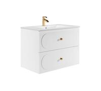 Meuble de salle de bain suspendu avec vasque à encastrer - Blanc - 80 cm - SATOBAL