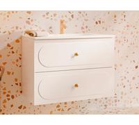 Meuble de salle de bain suspendu avec vasque à encastrer - Blanc - 80 cm - SATOBAL