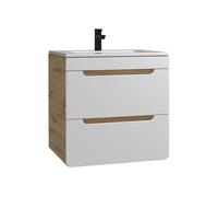 Meuble de salle de bain suspendu avec vasque à encastrer - Coloris naturel et blanc - 60 cm - ARUBA