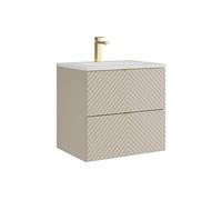 Meuble de salle de bain suspendu avec vasque à encastrer et robinet - Beige - 60 cm - DORIONI