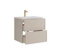 Meuble de salle de bain suspendu avec vasque à encastrer et robinet - Beige - 60 cm - ONDIL
