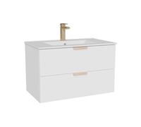 Vente-unique - Meuble de Salle de Bain Suspendu avec Vasque à encastrer et Robinet - Blanc - L80 cm - AVORELI