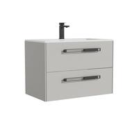 Meuble de salle de bain suspendu avec vasque à encastrer et robinet - Gris - 80 cm - FELNA