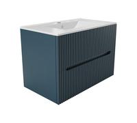 Meuble de salle de bain suspendu avec vasque à encastrer - Strié bleu - 80 cm - PAVANI