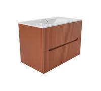 Vente-unique - Meuble de Salle de Bain Suspendu avec lavabo encastré - Terracotta avec Nervures - 80 cm - PAVANI