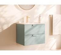 Vente-unique - Meuble de Salle de Bain Suspendu avec Vasque à encastrer - Vert Amande - L60 cm - AVORELI