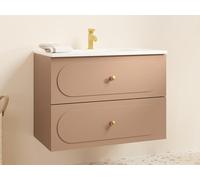 Meuble de salle de bain suspendu avec vasque à encastrer - Vieux rose - 80 cm - SATOBAL