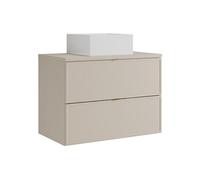 Meuble de salle de bain suspendu avec vasque à poser carrée - Beige - 80 cm - ONDIL