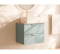 Vente-unique - Meuble de Salle de Bain Suspendu avec Vasque à Poser carrée - Vert Amande - L60 cm - AVORELI